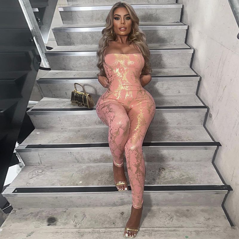 Women 2025 Summer Sexy Party Club Backless Bodycon Jumpsuit Overall One Piece Outfit Wholesale Items For Business
