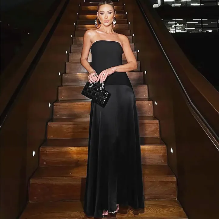 Off-shoulder Strapless Sexy Maxi Dress For Women Gown Solid Fashion Backless Sleeveless High Waist Bodycon Long Dress