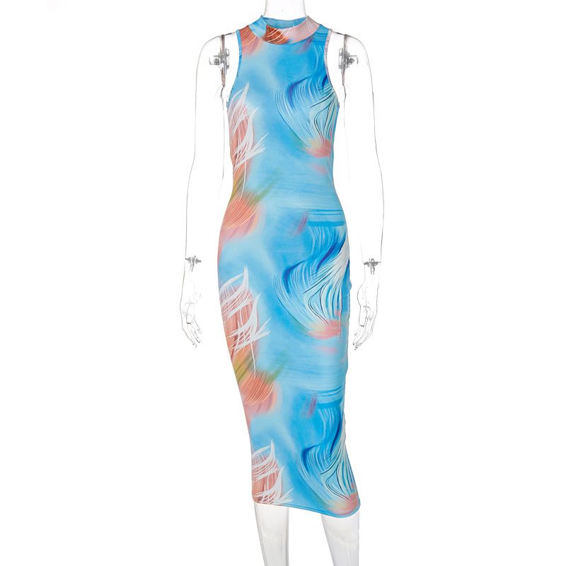 Sexy Short Sleeve Backless Bodycon Dress Women Poker Printed Club Long Sundresses Turtleneck Summer Clothings Open Back Clubwe