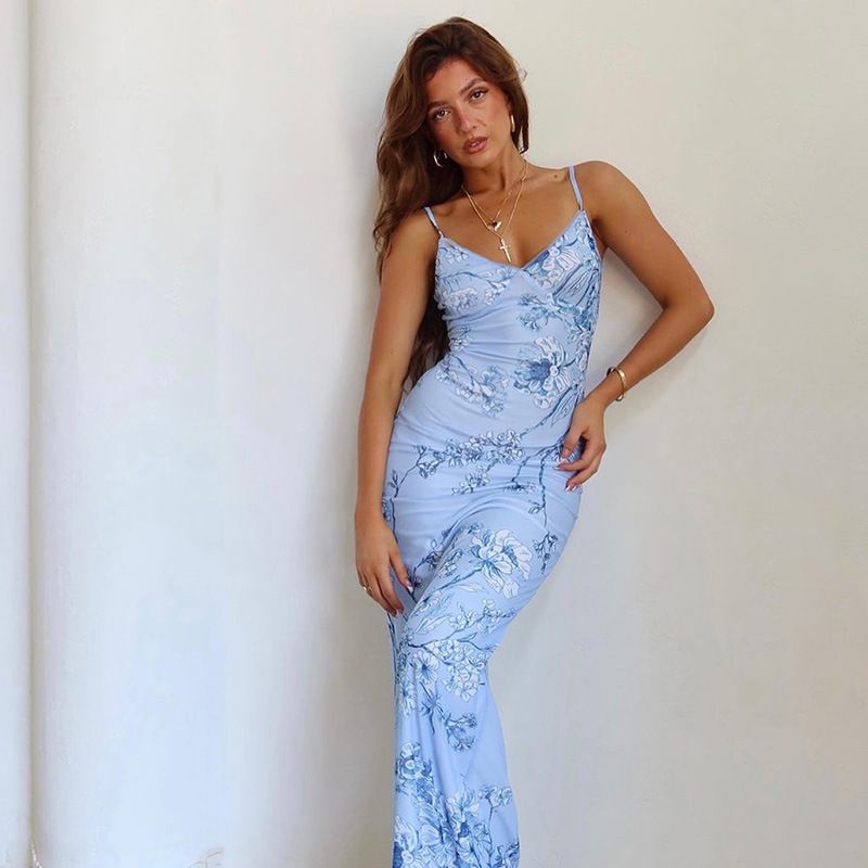 Elegant Long Maxi Dress Women Spaghetti Strap 2023 Summer Dress Slim Bodycon Backless Nightclub Sexy Party Dresses