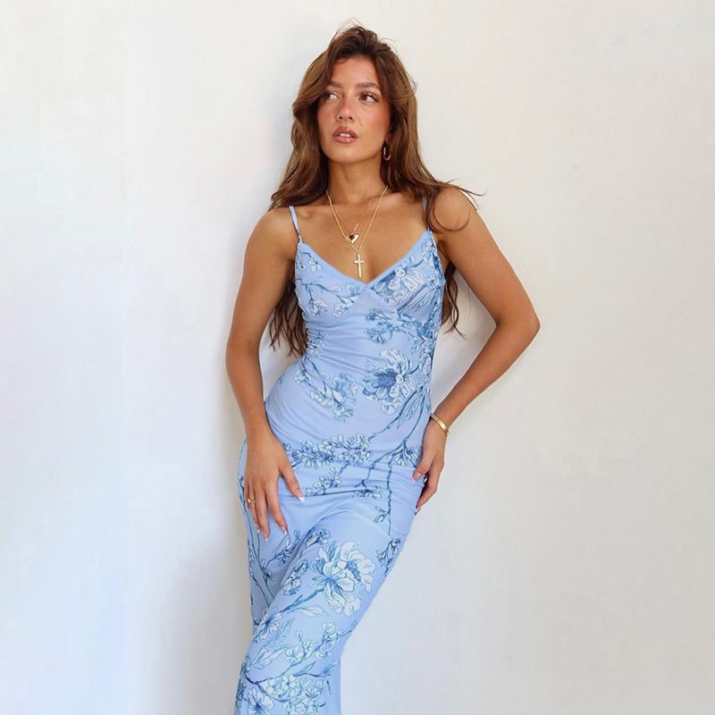 Elegant Long Maxi Dress Women Spaghetti Strap 2023 Summer Dress Slim Bodycon Backless Nightclub Sexy Party Dresses