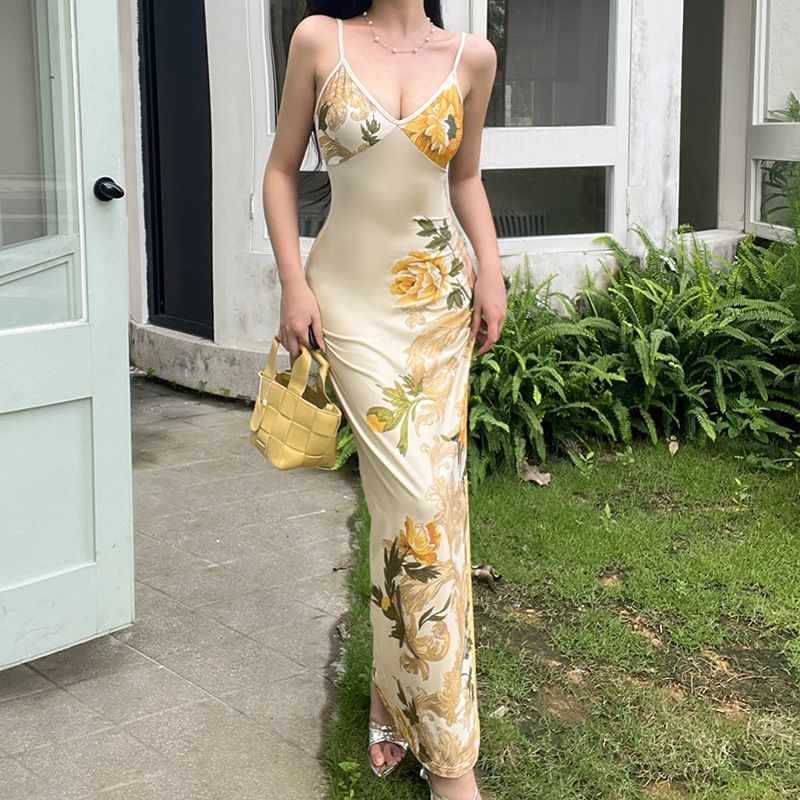 Elegant Long Maxi Dress Women Spaghetti Strap 2023 Summer Dress Slim Bodycon Backless Nightclub Sexy Party Dresses