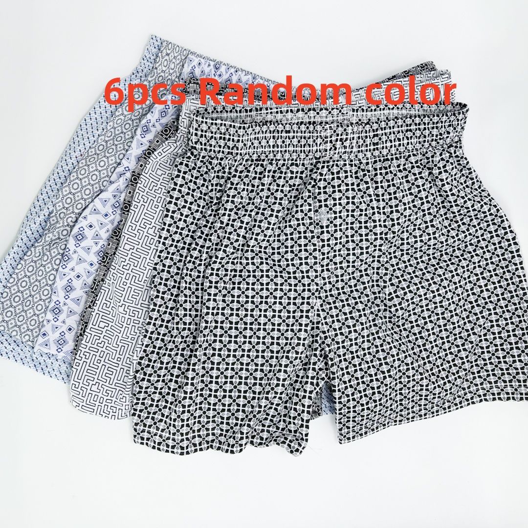 3-6pcs Men's Boxer Shorts Pajama Pants Homewear Beach Pants Breathable Cotton Printed Men Underwear Loose Breathable Male Arrow Pants
