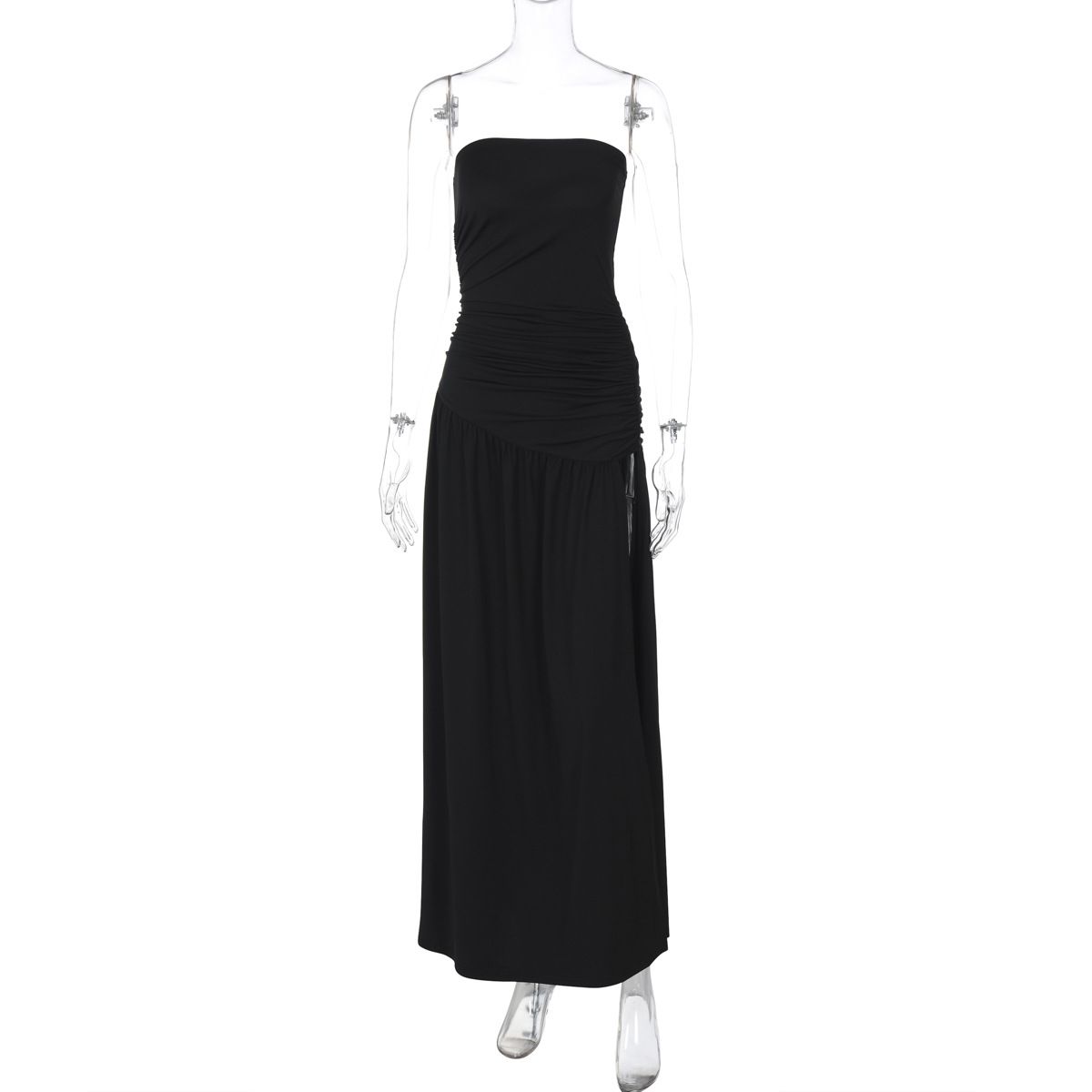 Summer Slash Neck Strapless Party Evening Dress Casual Sleeveless High Slit Long Dress Elegant Backless Sexy Dress Vestidos R0216A
