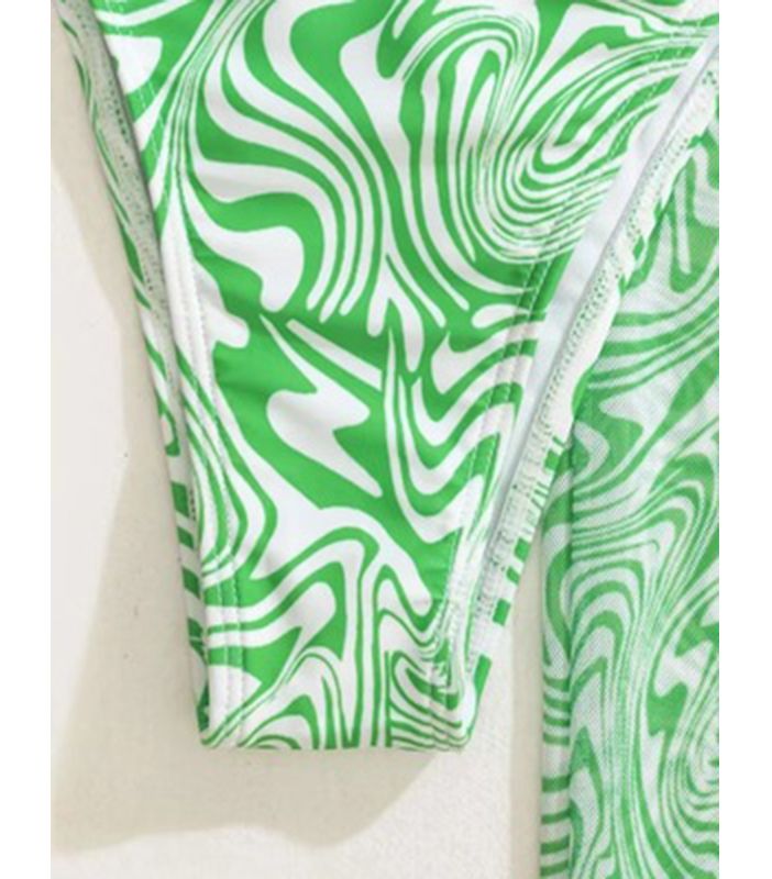 High Waist Bikini Set Print Swimwear Women Halter sSwimsuit Womne's Swimming Suit Ruffle Long 3 Pieces Set Sexy Bathing Suit