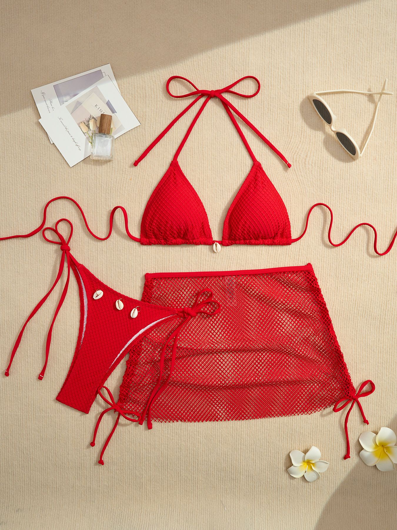 New Sexy Net Bikinis Female Swimsuits Women Three-Piece Swimwear Beach Swim Wear Bathing Suits Brazilian Bikini Set Pool Bather
