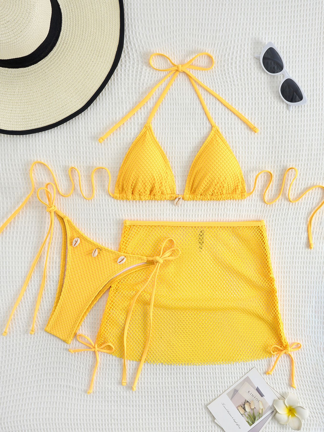 New Sexy Net Bikinis Female Swimsuits Women Three-Piece Swimwear Beach Swim Wear Bathing Suits Brazilian Bikini Set Pool Bather