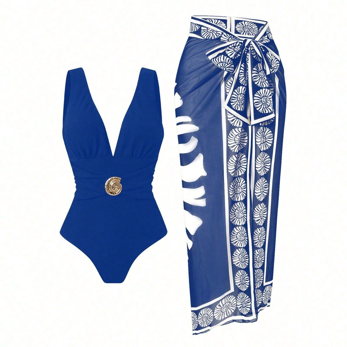 2Pieces Sexy Deep V Neck Swimwear with Mesh Cover-ups Women Summer One Piece Swimsuit Backless Beach Bathing Suit Sportswear