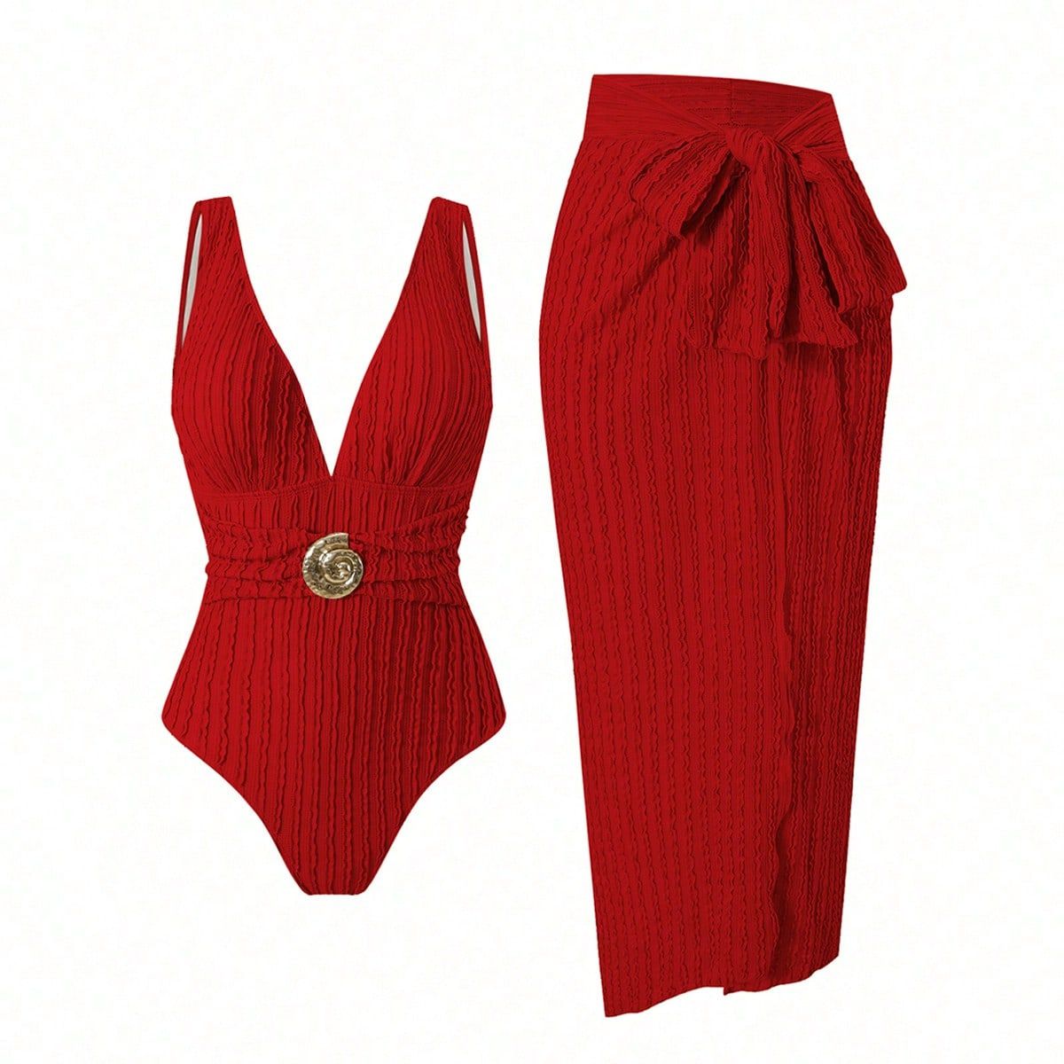 2Pieces Sexy Deep V Neck Swimwear with Mesh Cover-ups Women Summer One Piece Swimsuit Backless Beach Bathing Suit Sportswear