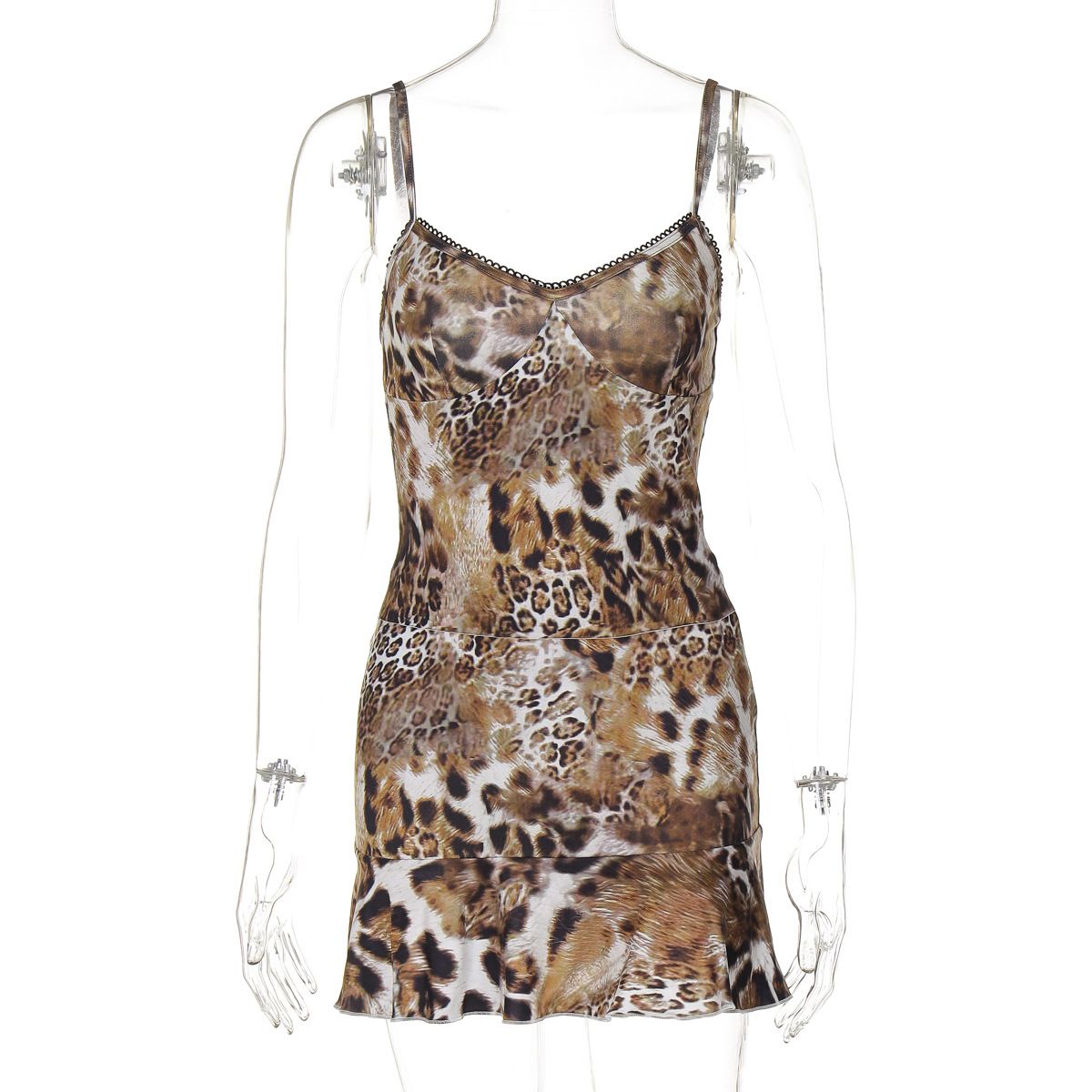 Sexy Matching Suit Leopard Printed Top Camisole Mini Dress Sets Women Outfits Suits Birthday Party Club Wholesale Y2K R0335