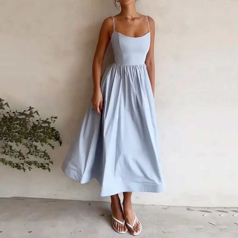 Pleated Fashion Patchwork Long Dress Women's High Waist Sleeveless Solid Slim Party Dress Summer 2024 Female Maxi Dress
