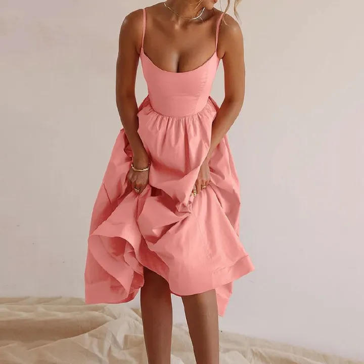 Pleated Fashion Patchwork Long Dress Women's High Waist Sleeveless Solid Slim Party Dress Summer 2024 Female Maxi Dress