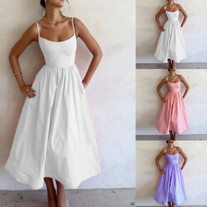 Pleated Fashion Patchwork Long Dress Women's High Waist Sleeveless Solid Slim Party Dress Summer 2024 Female Maxi Dress