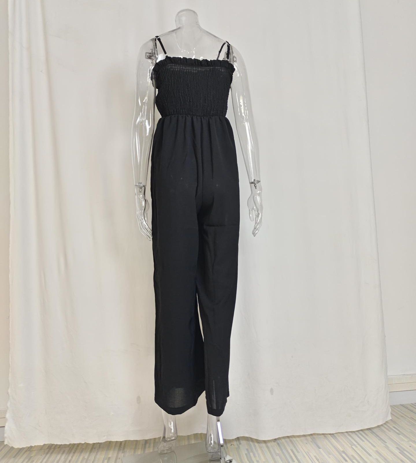 Jumpsuits Women new summer fashion solid color draw pleated wrap chest off shoulder high waist strap rompers clothing R0353