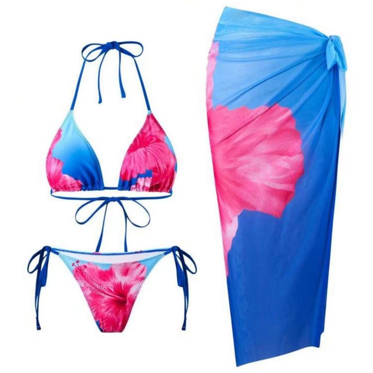 Sexy Floral 3 Pieces Bikinis Sexy Women Swimsuits Female Swimwear Bikini Set Bathing Suit Swimming Suits Beachwear Biquini R0122