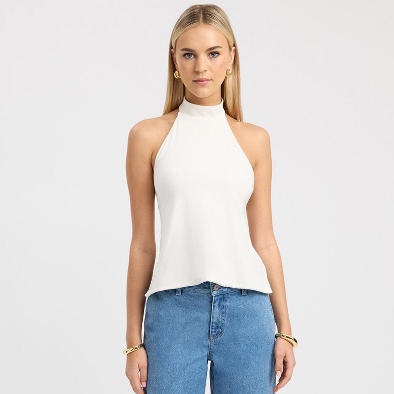 Women Fashion Khaki Backless Bandage Cropped Tops Vintage Halter Neck Sleeveless Female Chic Lady Tops R0424