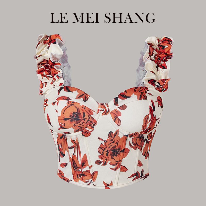 Sexy Print Corset Bustiers Tops with Bra Mesh Push Up Bralet Women's Tube Top Corset Bustier Bra Club Party Crop Top Lingerie R0449