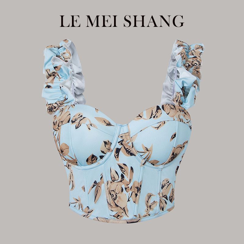 Sexy Print Corset Bustiers Tops with Bra Mesh Push Up Bralet Women's Tube Top Corset Bustier Bra Club Party Crop Top Lingerie R0449