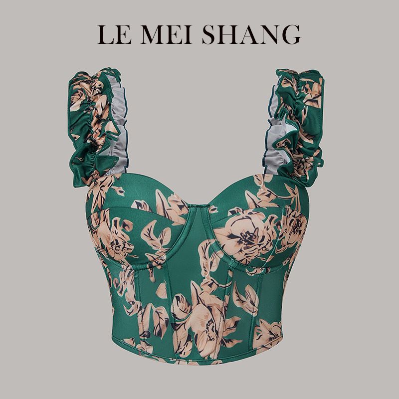 Sexy Print Corset Bustiers Tops with Bra Mesh Push Up Bralet Women's Tube Top Corset Bustier Bra Club Party Crop Top Lingerie R0449