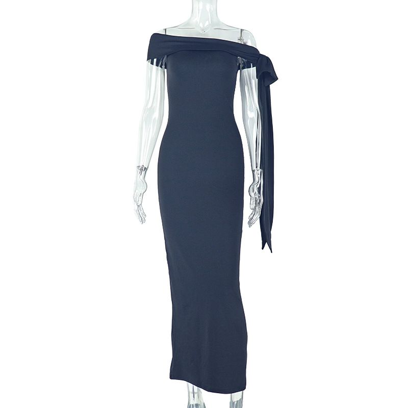 Off-shoulder Strapless Sexy Maxi Dress Women Elegant Sleeveless Backless Draped Ruched Bodycon Club Party Long Dresses R0258