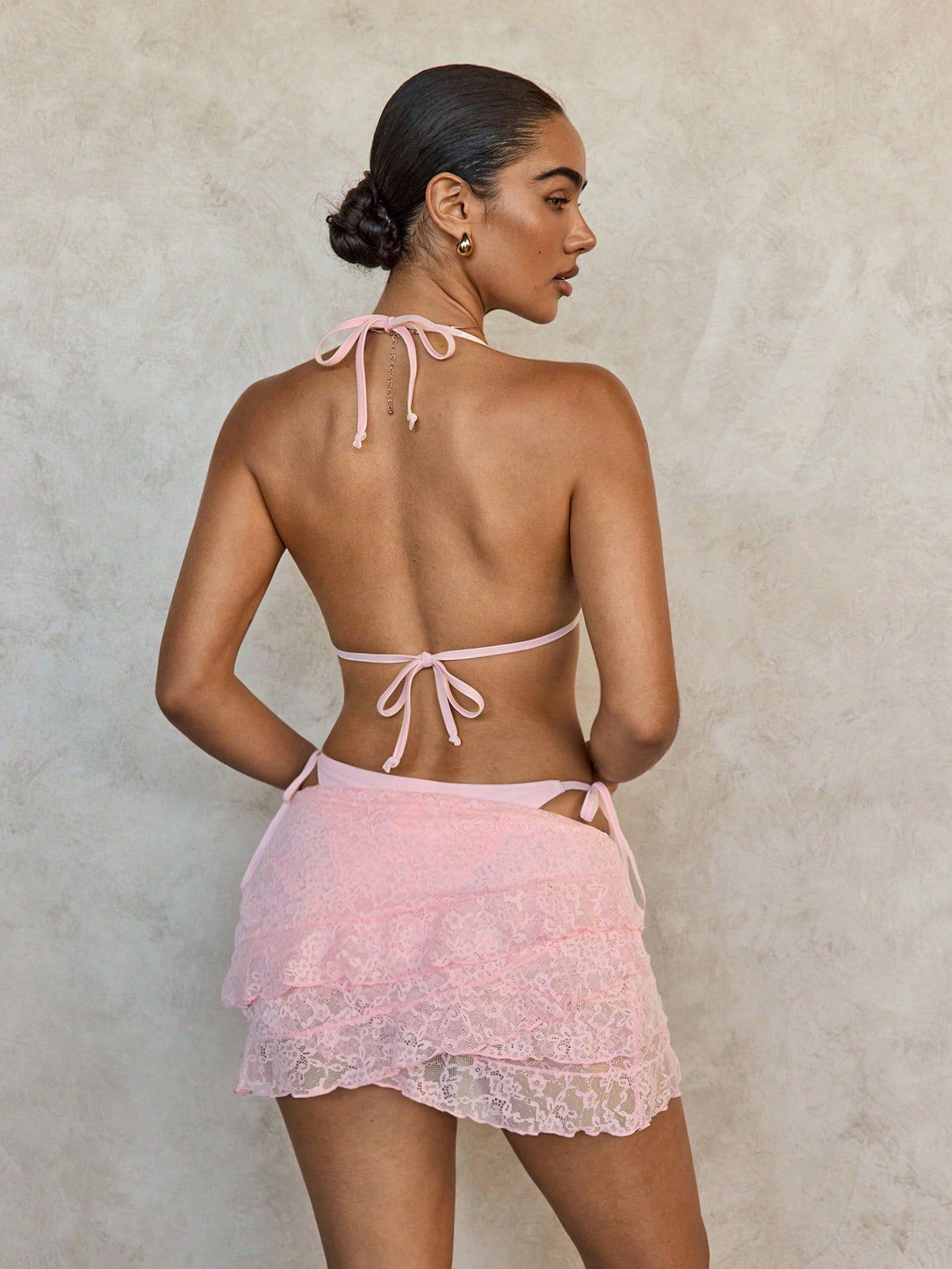 Sexy White Cover Up Skirt 3 Piece Bikini Women Lace Bandage Thong Swimsuit 2025 Beach Push Up Bathing Suit Swimwear Biquini R0186B