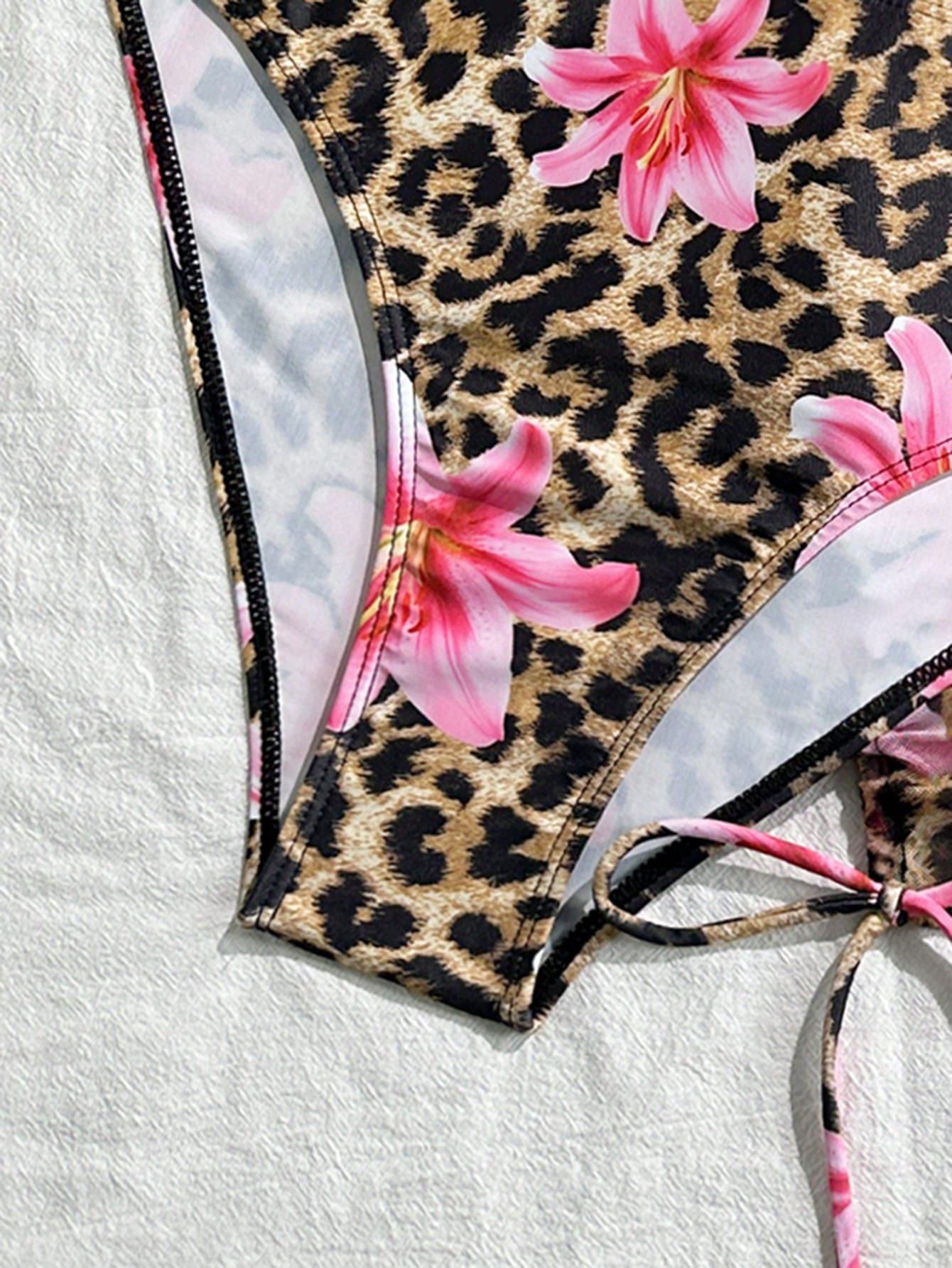 Sexy Leopard Print Slim Fit Bikini Swimwear for Women Cross-Border 2025 New Arrival Trendy Strap Design Female Bathing Suit R0184B