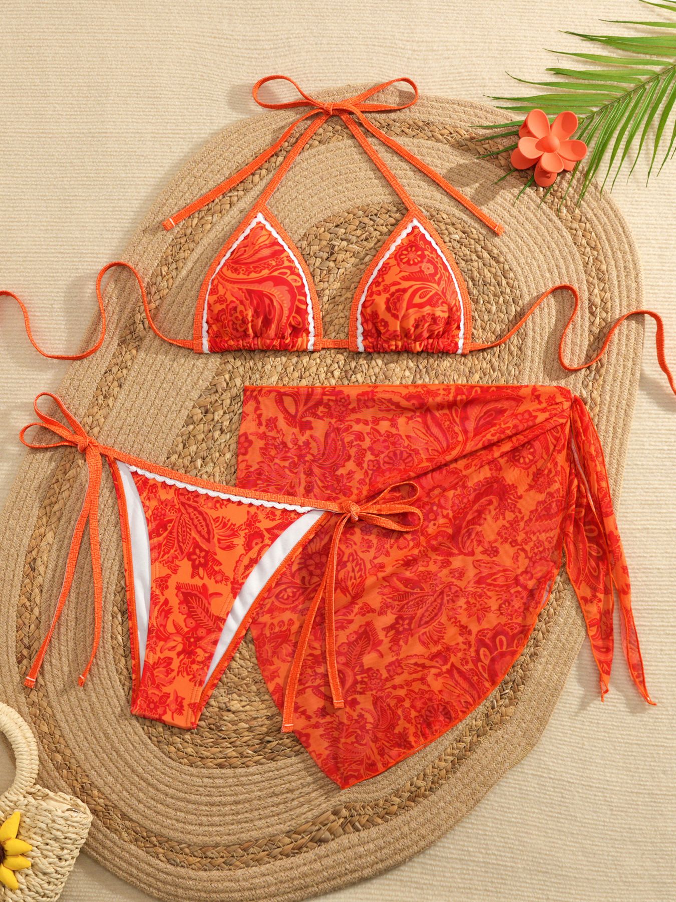 2026 Halter String Triangle There Piece Bikini Women Swimwear Female Swimsuit Bathers Bathing Swimming Suit Beachwear Summer R0110