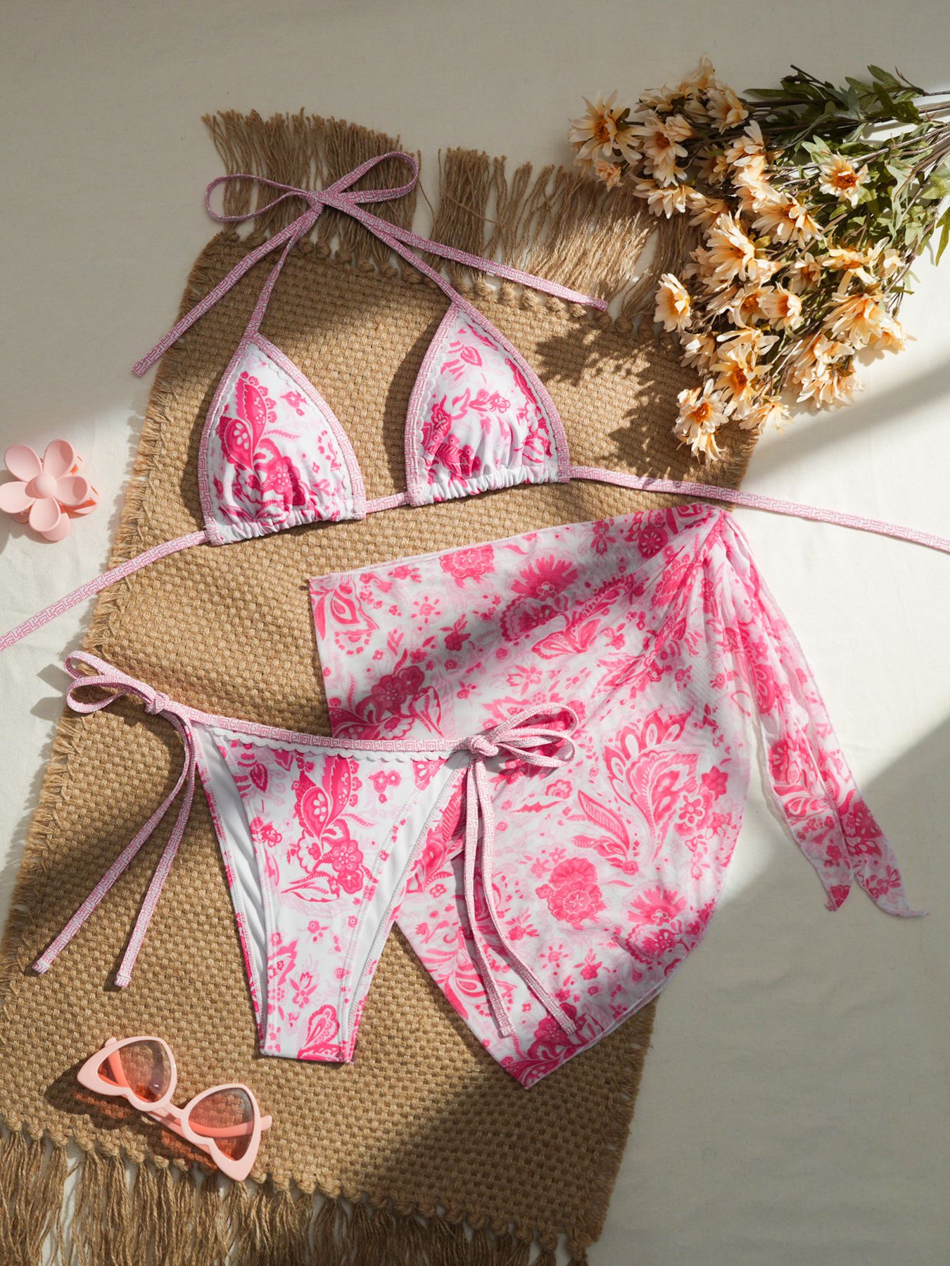 2026 Halter String Triangle There Piece Bikini Women Swimwear Female Swimsuit Bathers Bathing Swimming Suit Beachwear Summer R0110