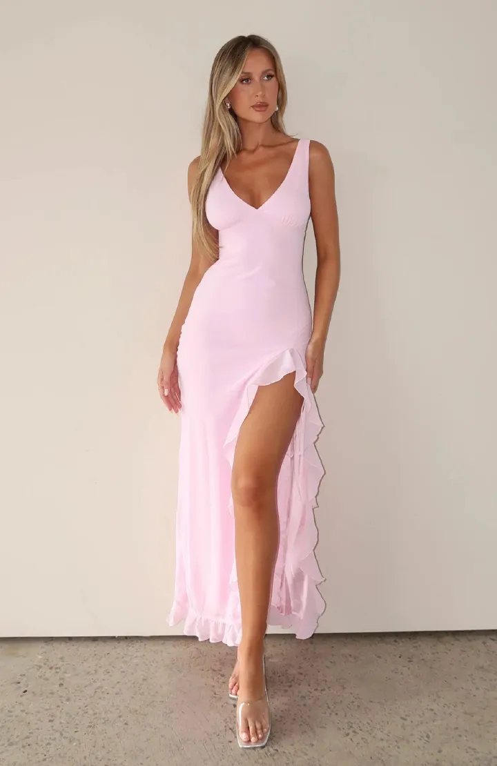 Ruffle High Split Sexy Dress Women 2026 Robes Elegant Evening Summer Dress Backless Party Long Midi Dress Vestidos R0219