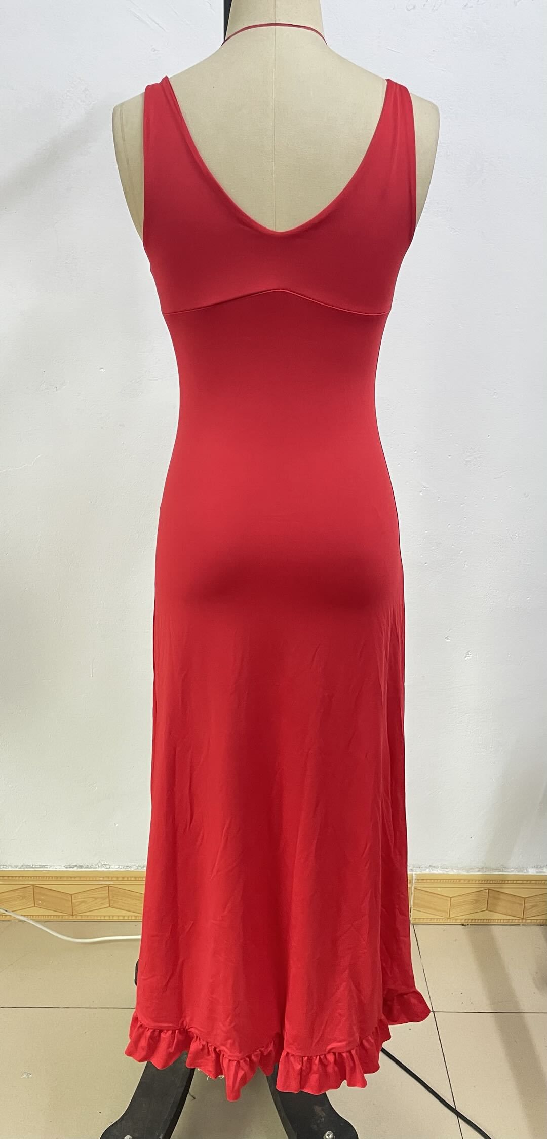 Ruffle High Split Sexy Dress Women 2026 Robes Elegant Evening Summer Dress Backless Party Long Midi Dress Vestidos R0219