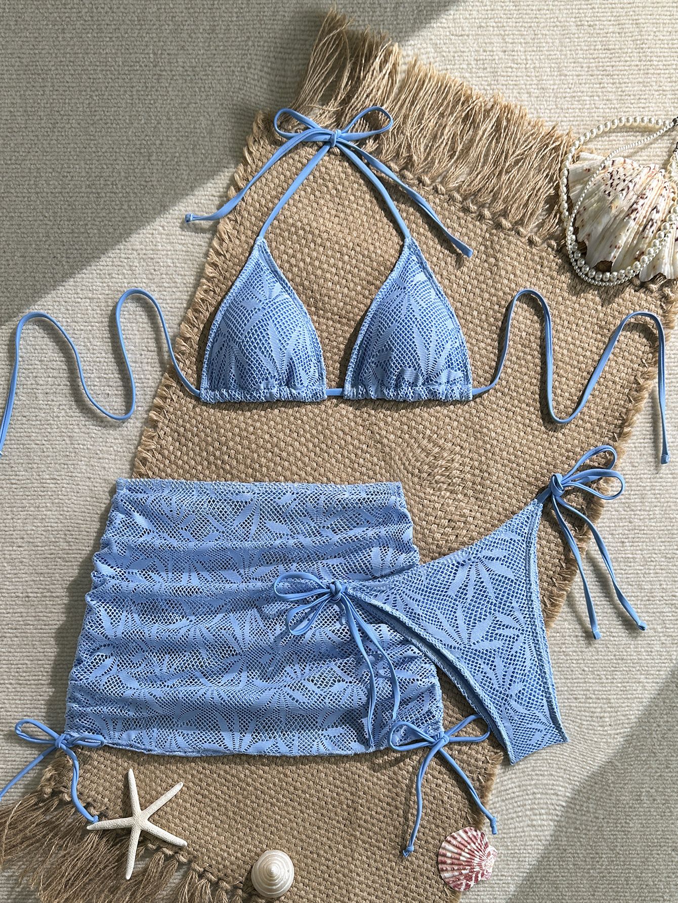 2026 New Style Solid Color Women's Three-Piece Set Bikini with Collar for Amazon's Speedy Selling on Vacation Beach R0109