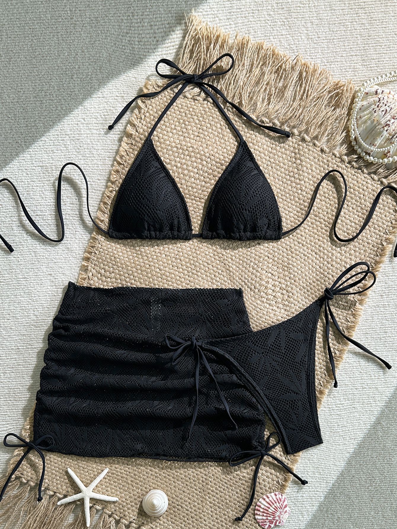 2026 New Style Solid Color Women's Three-Piece Set Bikini with Collar for Amazon's Speedy Selling on Vacation Beach R0109