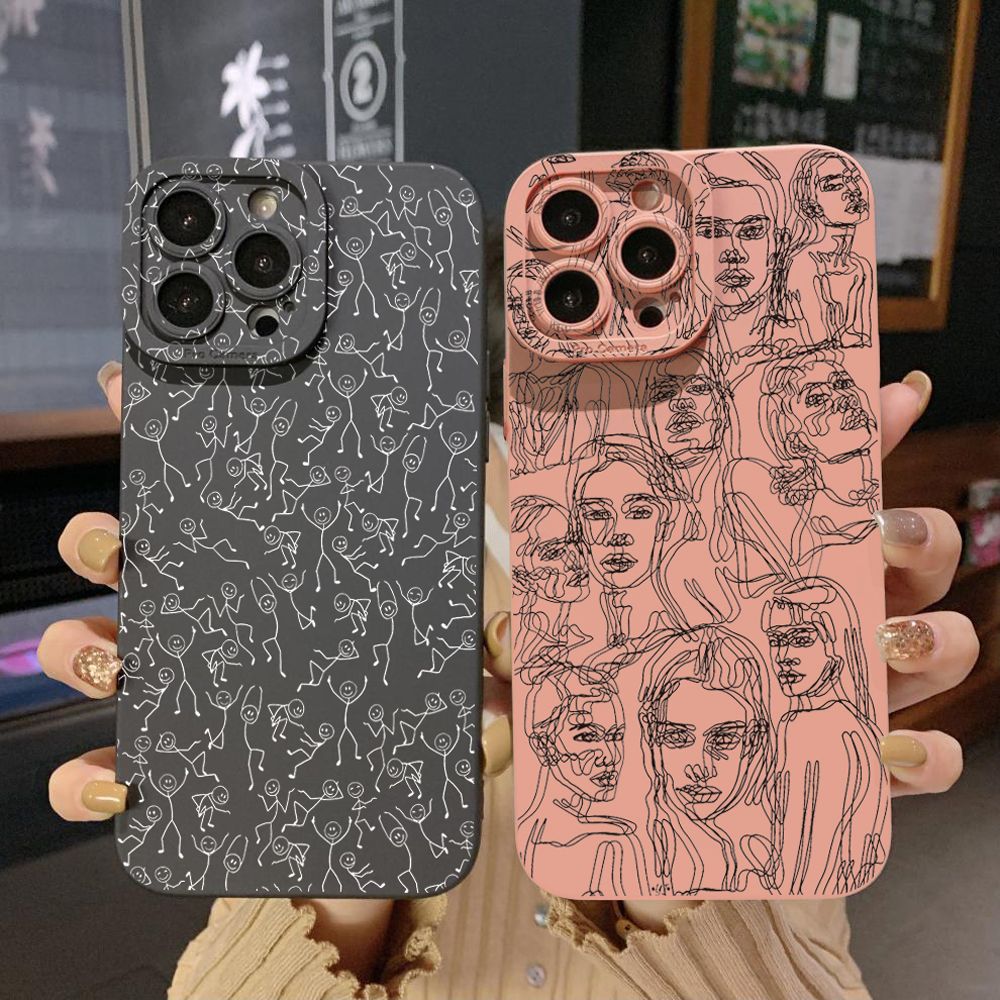 for iPhone 15 Pro Max 14 Plus 13 Pro Max 12 iPhone 11 XR 8 7 SE 2022 XS Max Retro Face Full Protective Case Anti Drop Cover