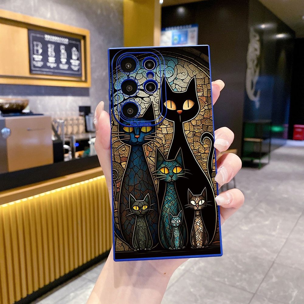 for Samsung Galaxy S24 S23 Ultra S22 Plus Note 20 S21 FE S20 Black Cat Magic Girls Full Protective Case Anti Drop Cover