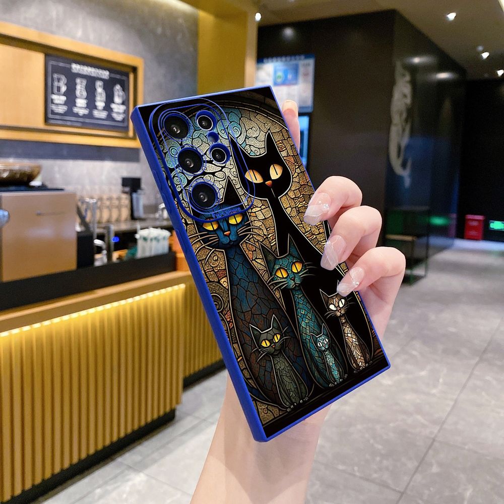 for Samsung Galaxy S24 S23 Ultra S22 Plus Note 20 S21 FE S20 Black Cat Magic Girls Full Protective Case Anti Drop Cover