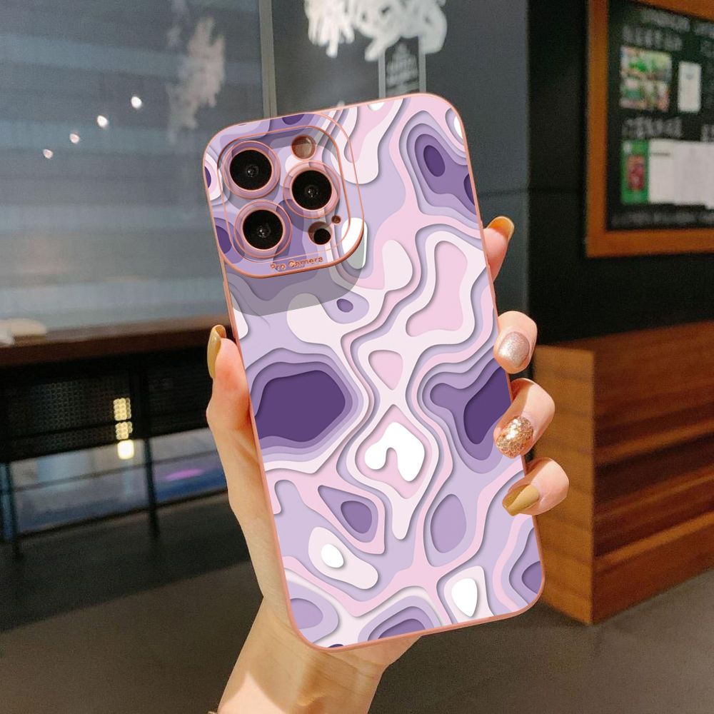 for iPhone 15 Pro Max 14 Plus 13 Pro Max 12 iPhone 11 XR 8 7 SE 2022 XS Max Liquid Purple Heart Full Protective Case Anti Drop Cover