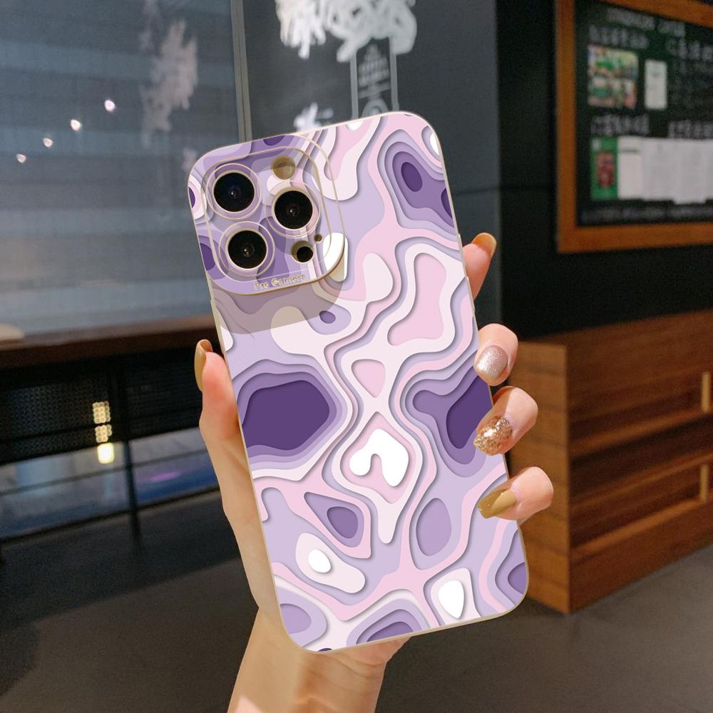 for iPhone 15 Pro Max 14 Plus 13 Pro Max 12 iPhone 11 XR 8 7 SE 2022 XS Max Liquid Purple Heart Full Protective Case Anti Drop Cover