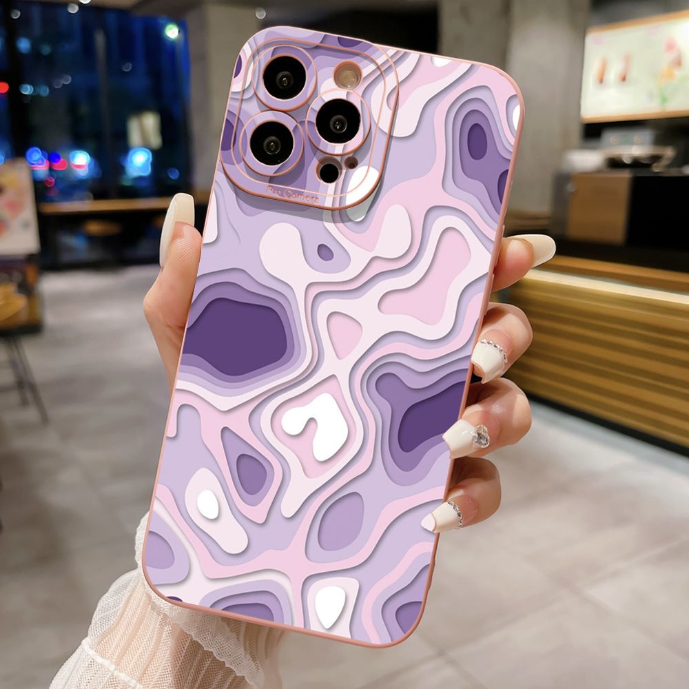 for iPhone 15 Pro Max 14 Plus 13 Pro Max 12 iPhone 11 XR 8 7 SE 2022 XS Max Liquid Purple Heart Full Protective Case Anti Drop Cover