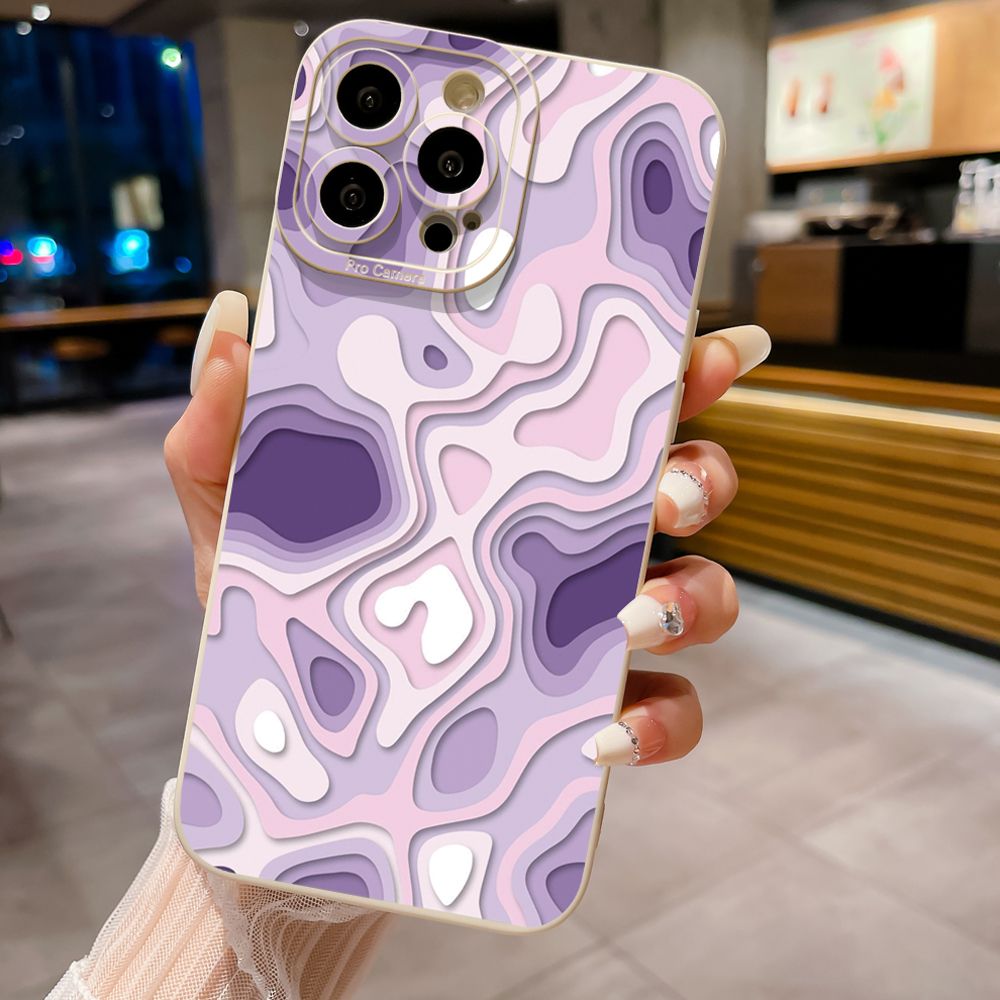 for iPhone 15 Pro Max 14 Plus 13 Pro Max 12 iPhone 11 XR 8 7 SE 2022 XS Max Liquid Purple Heart Full Protective Case Anti Drop Cover