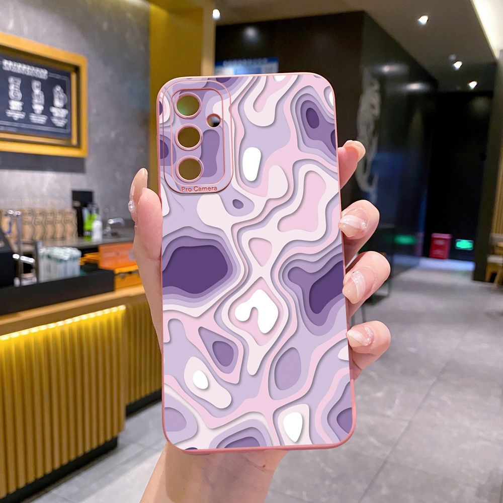 for Samsung Galaxy A15 A05 A35 A55 A04E A14 A24 A34 A54 A33 A53 A73 5G A32 A52S A72 A31 A51 A71 A11 A50 A03S Liquid Purple Heart Full Protective Case Anti Drop Cover