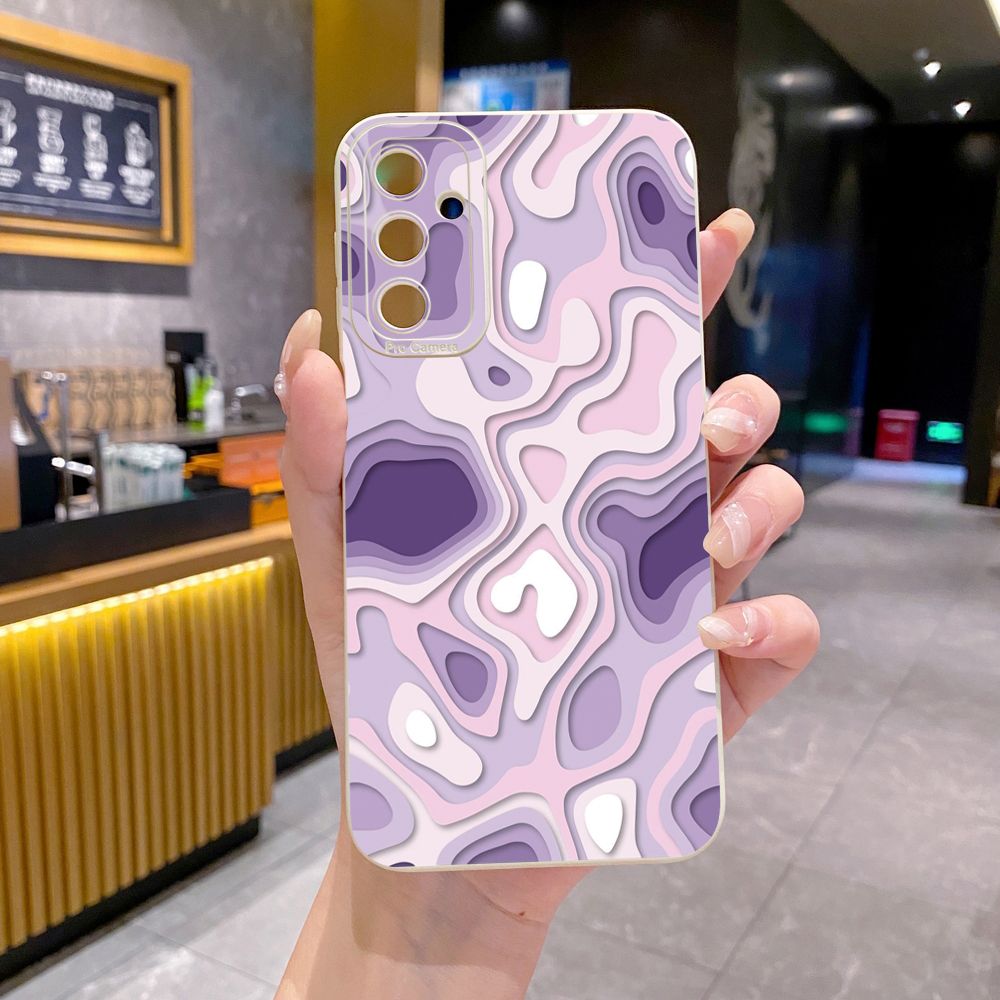 for Samsung Galaxy A15 A05 A35 A55 A04E A14 A24 A34 A54 A33 A53 A73 5G A32 A52S A72 A31 A51 A71 A11 A50 A03S Liquid Purple Heart Full Protective Case Anti Drop Cover
