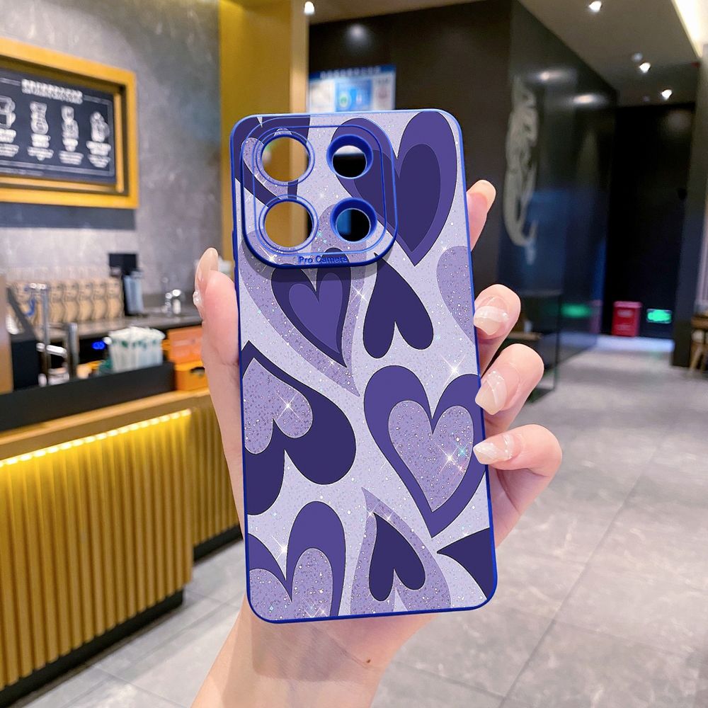for Xiaomi Redmi Note 13 12 Pro 5G 12S 11S 13C A1 10 Pro 4G 10S Redmi 10C 9C 9S A2 Liquid Purple Heart Full Protective Case Anti Drop Cover