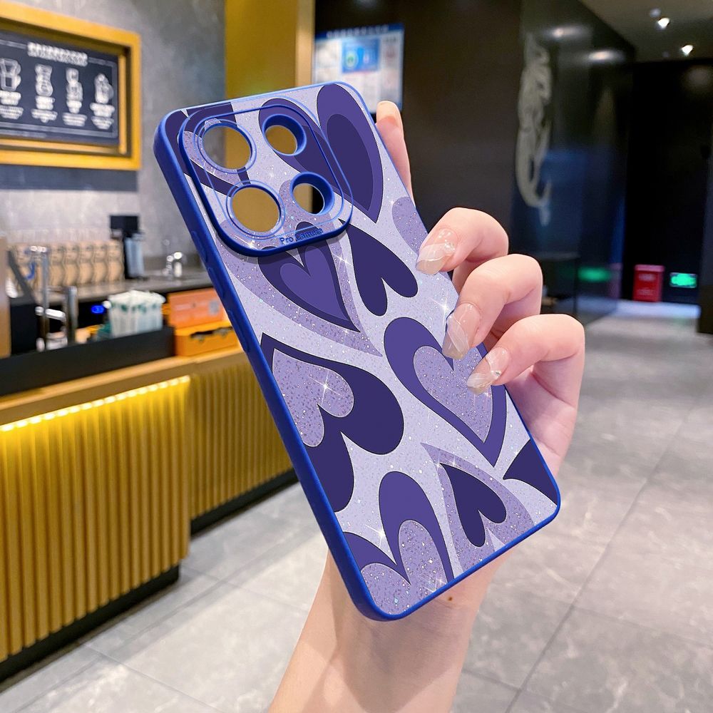 for Xiaomi Redmi Note 13 12 Pro 5G 12S 11S 13C A1 10 Pro 4G 10S Redmi 10C 9C 9S A2 Liquid Purple Heart Full Protective Case Anti Drop Cover