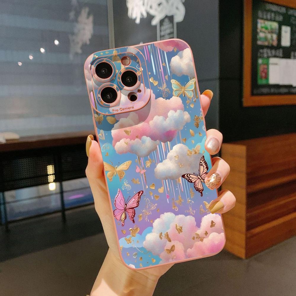 for iPhone 15 Pro Max 14 Plus 13 Pro Max 12 iPhone 11 XR 8 7 SE 2022 XS Max Luxury Butterfly Full Protective Case Anti Drop Cover