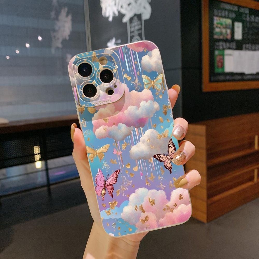 for iPhone 15 Pro Max 14 Plus 13 Pro Max 12 iPhone 11 XR 8 7 SE 2022 XS Max Luxury Butterfly Full Protective Case Anti Drop Cover