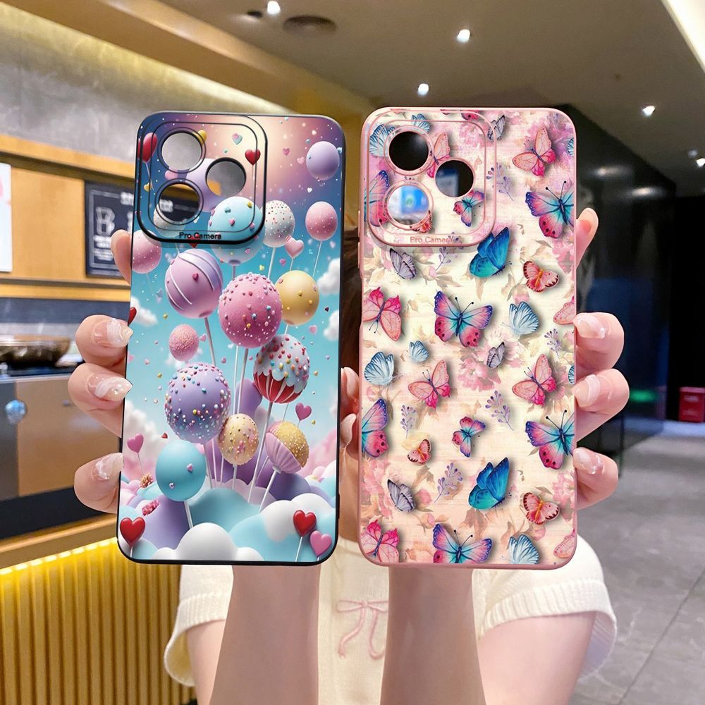 for OPPO A60 A18 A38 A17 A17K A16 A15 A16E A16k A95 Reno6 Z 5G A94 A54 A74 4G A53 A76 A96 4G A12 A5S A7 A9 2020 A31 Ballon Butterfly Full Protective Case Anti Drop Cover