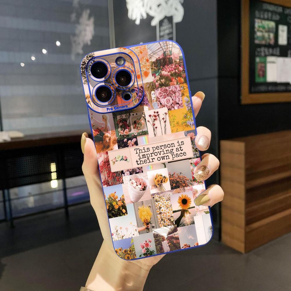 for iPhone 15 Pro Max 14 Plus 13 Pro Max 12 iPhone 11 XR 8 7 SE 2022 XS Max Sun Flower Pink Rose Full Protective Case Anti Drop Cover