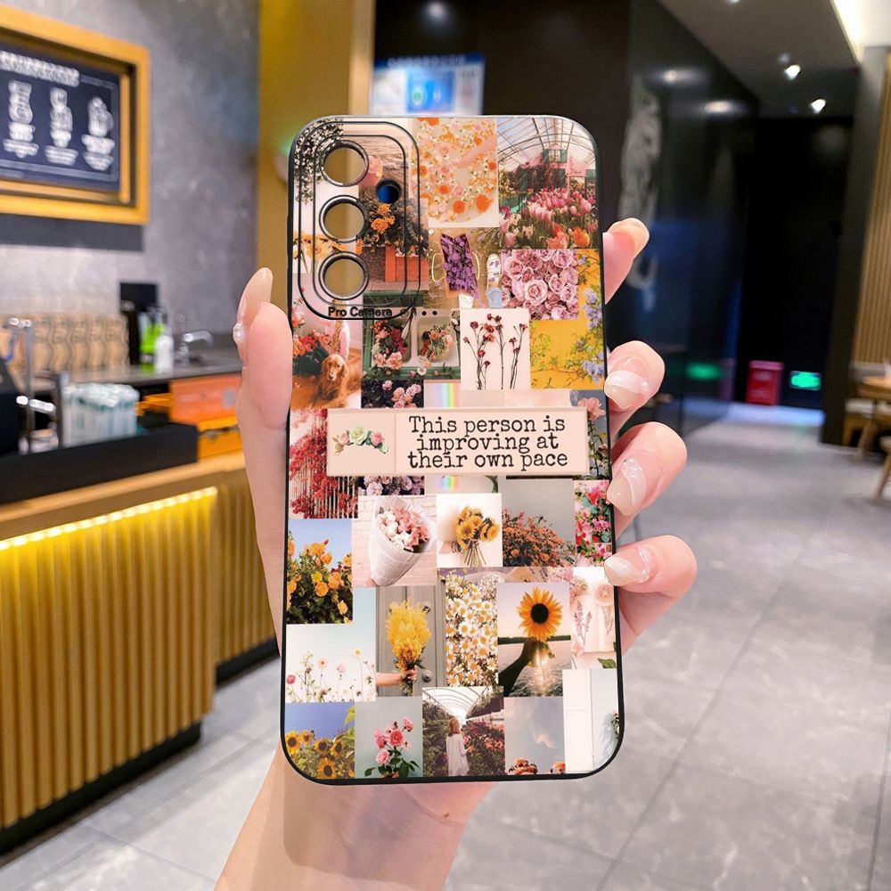 for Samsung Galaxy A15 A05 A35 A55 A04E A14 A24 A34 A54 A33 A53 A73 5G A32 A52S A72 A31 A51 A71 A11 A50 A03S Sun Flower Pink Rose Full Protective Case Anti Drop Cover