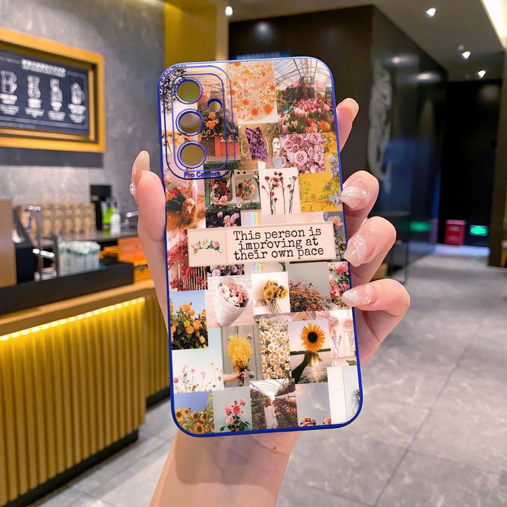 for Samsung Galaxy A15 A05 A35 A55 A04E A14 A24 A34 A54 A33 A53 A73 5G A32 A52S A72 A31 A51 A71 A11 A50 A03S Sun Flower Pink Rose Full Protective Case Anti Drop Cover