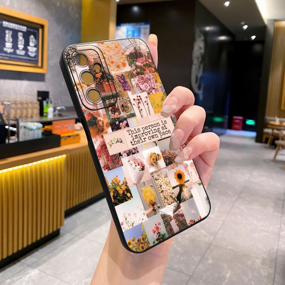 for Samsung Galaxy A15 A05 A35 A55 A04E A14 A24 A34 A54 A33 A53 A73 5G A32 A52S A72 A31 A51 A71 A11 A50 A03S Sun Flower Pink Rose Full Protective Case Anti Drop Cover